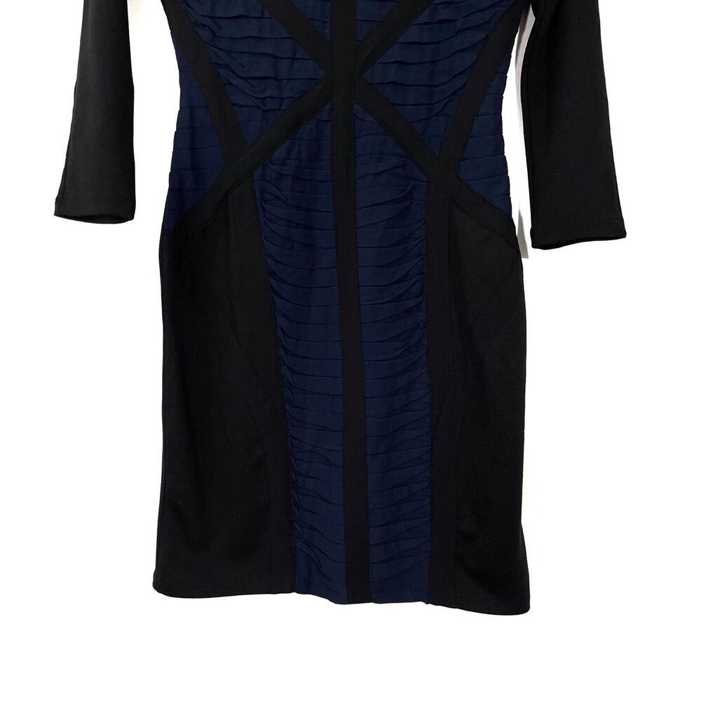 Finders Keepers Women’s Size 4 Small Blue Black Pleated Cold Shoulder Mini Dress - Picture 3 of 12